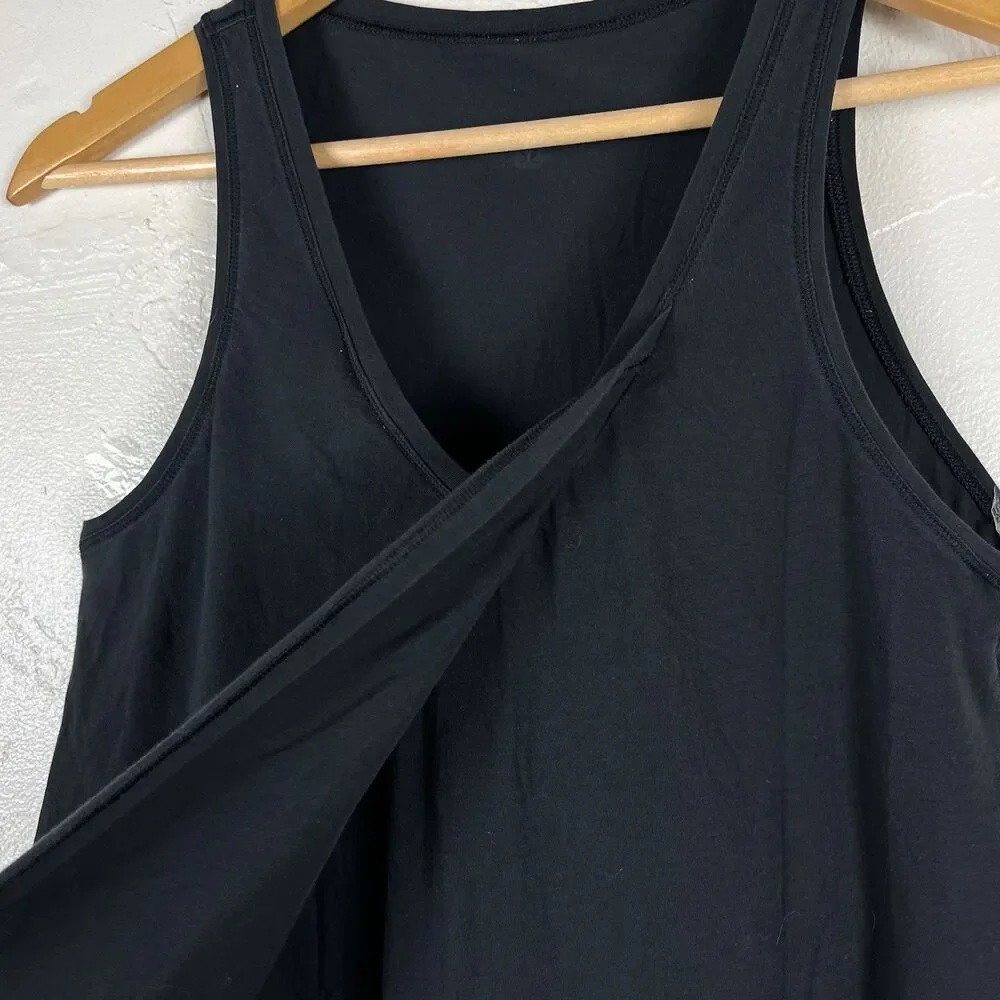 Lululemon Black V-Neck Tank Top Sleeveless Long Athletic Yoga Women’s Wrap Front